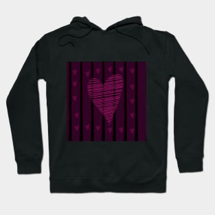 Uneven Pink Hearts on Black Hoodie